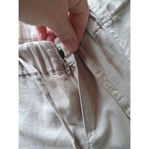 Columbia Womens Beige Drawstring Cropped Pants M Linen Blend Casual Lightweight - Picture 10 of 12